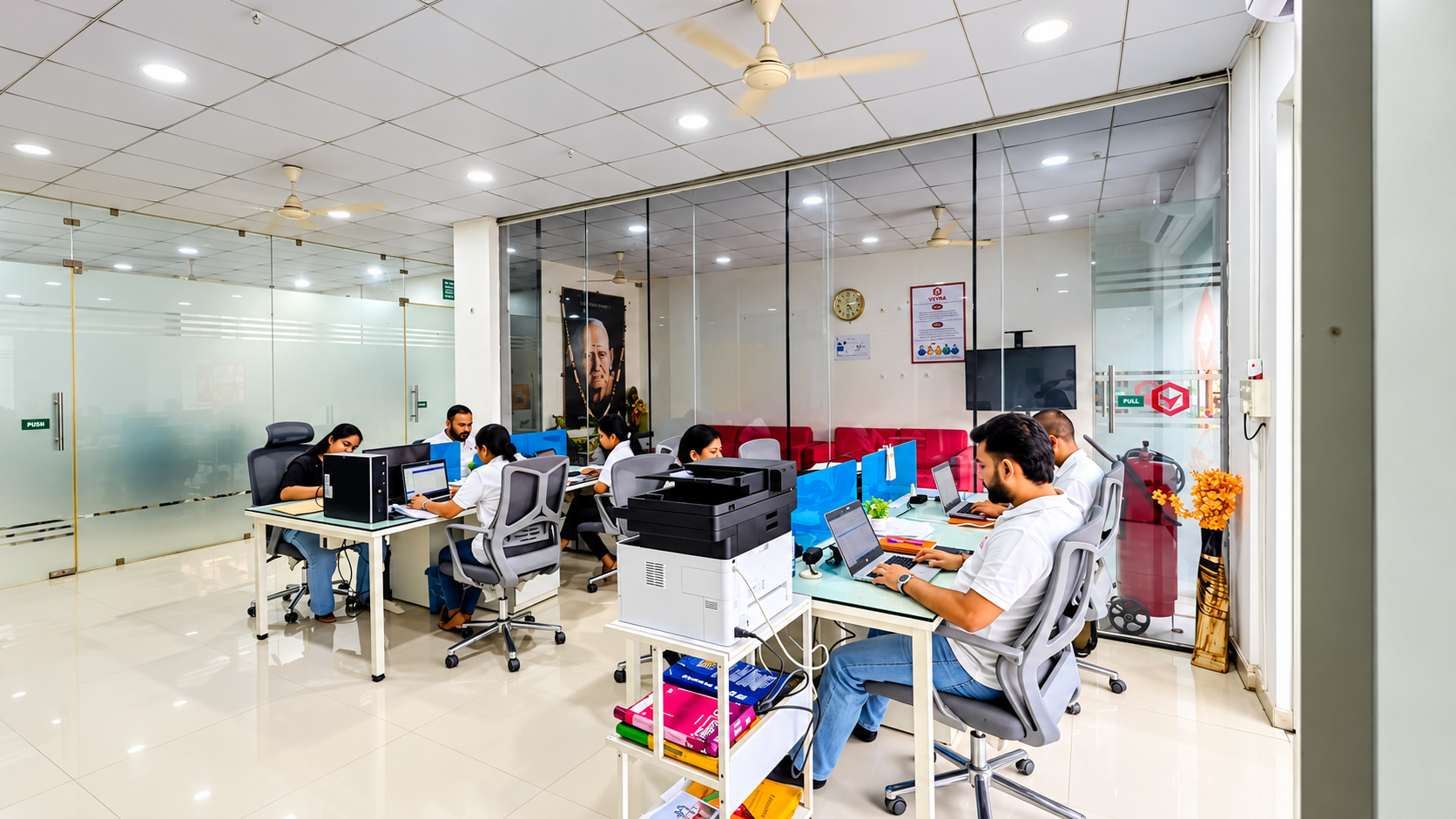 Modern open-plan team collaborative workspace